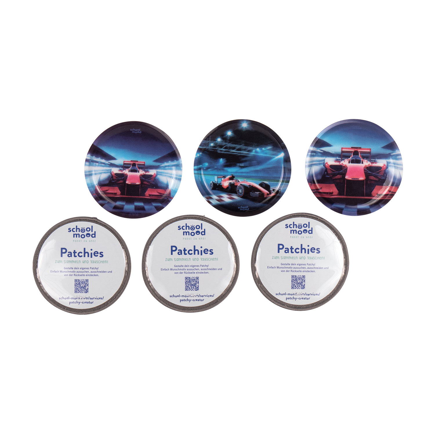 6er Patchy-Set Rennwagen